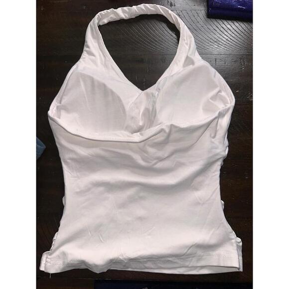 OGL Halter Top Womens Size S White Ruched Stretch Halter Neck Minimalist - Picture 4 of 4